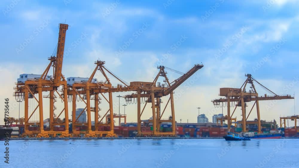 Crane Working In Shipyard Container Cargo Freight Ship 4K Time Lapse Crane Working In Shipyard Container Cargo Freight Ship 4K Time Lapse