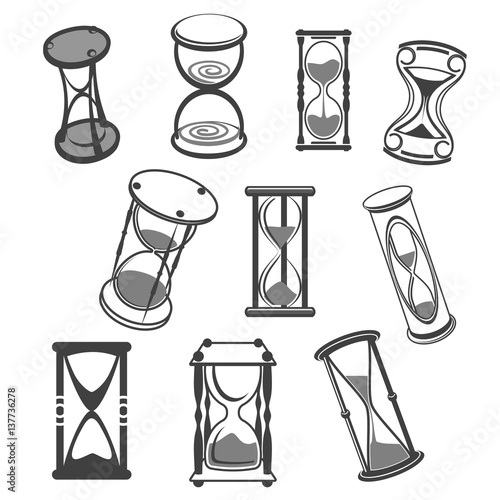 Hourglass vector isolated icons set