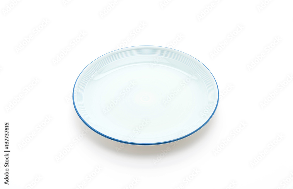 blue plate on white blue plate on white