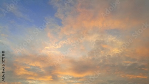 Dramatic colorful sky with clouds during sunset