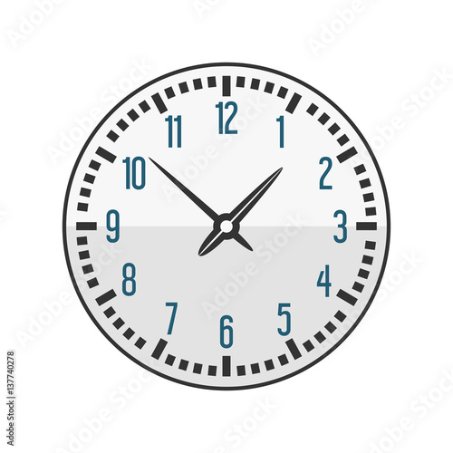 Wall clock circle sign with chronometer pointer tool and deadline stopwatch speed office alarm timer minute watch vector illustration icon.