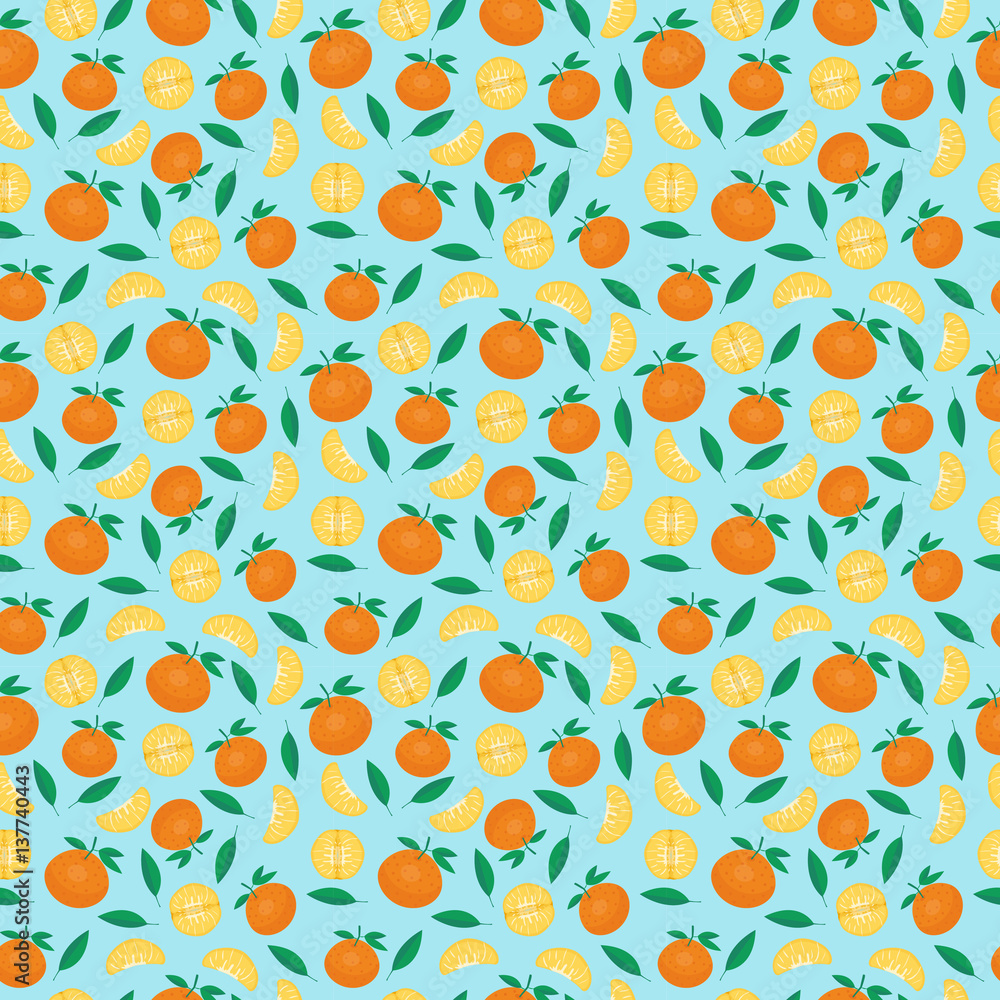 Fruits mandarin seamless patterns 