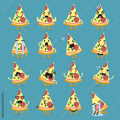 Pizza character emoji set