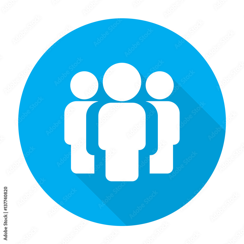People simple vector icon with shadow on blue background, illustration People simple vector icon with shadow on blue background, illustration