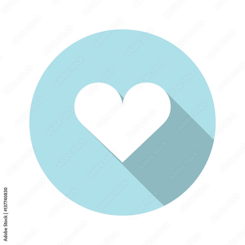 white heart vector icon with long shadow on blue white heart vector icon with long shadow on blue
