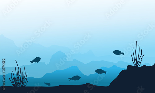 Silhouette of underwater landscape collection