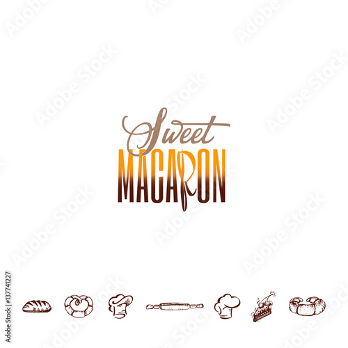 Badge for small businesses - sweet macaron . The pattern printing plate handmade works written by hand font. It can be used in a corporate style, prints, for your design