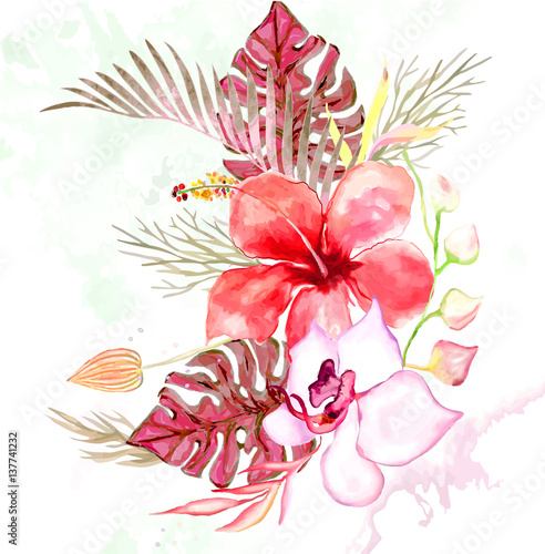 Fototapeta Naklejka Na Ścianę i Meble -  Beautiful vector pattern with orchid flowers