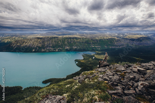  A man looks into the distance in the mountains Hibiny photo