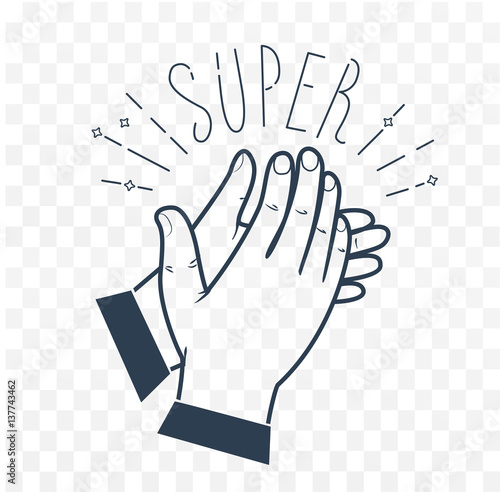 Icon clapping hands black  and white