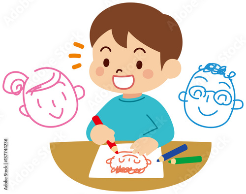 似顔絵を描く子供