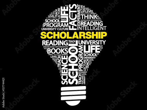 Scholarship bulb word cloud, business concept