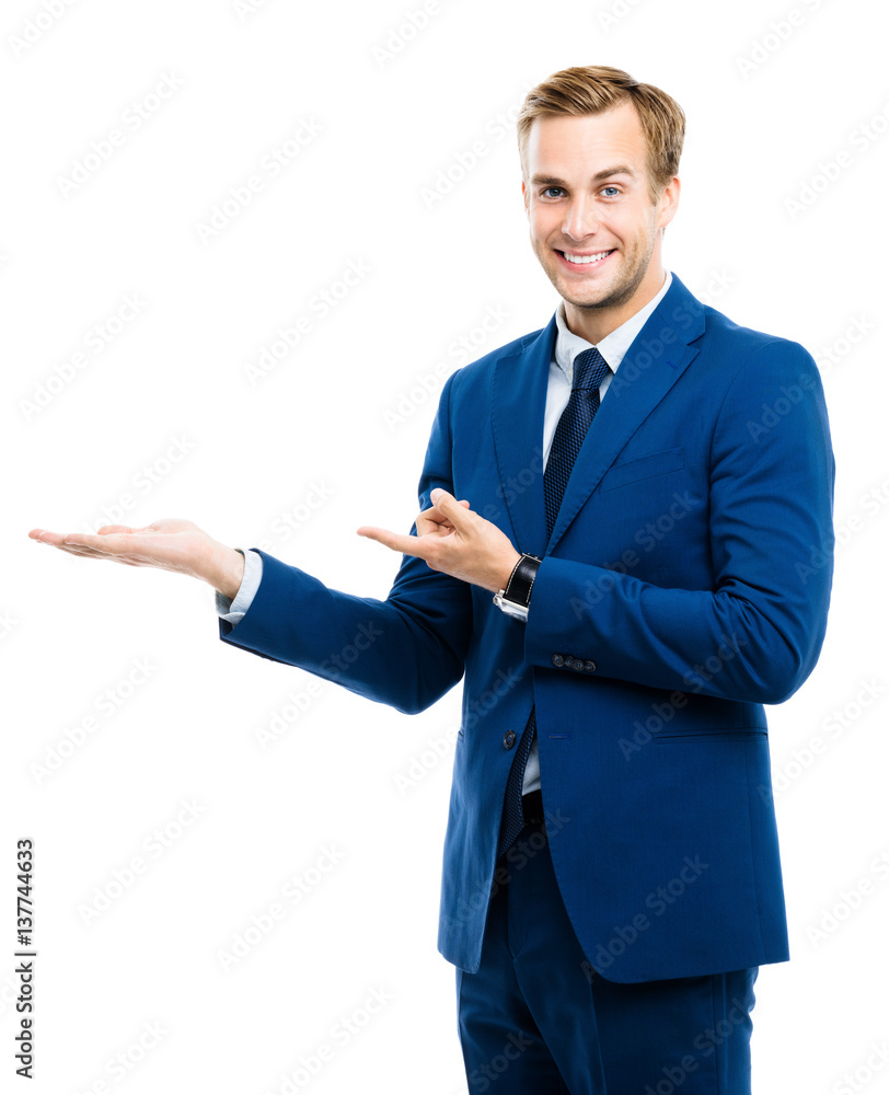 businessman showing something or copyspase businessman showing something or copyspase