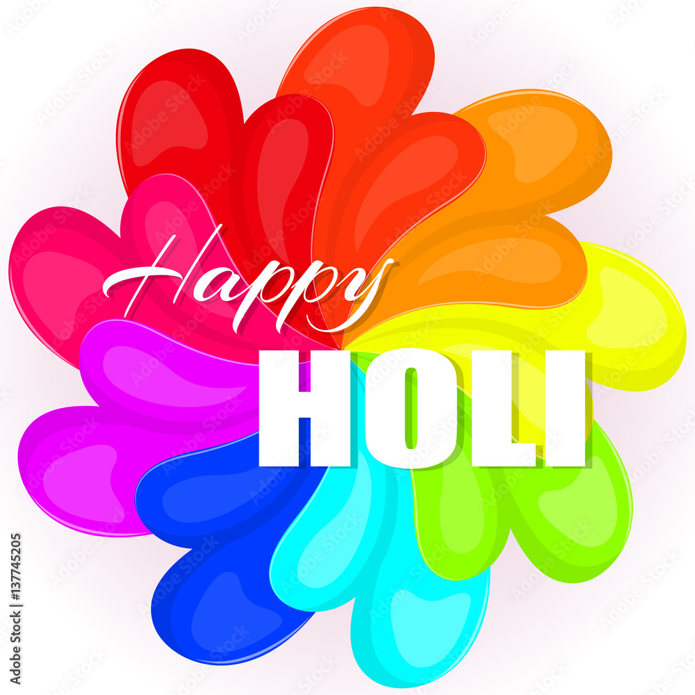 Colorful abstract background or greeting card for Indian Traditional  Festival. Happy Holi poster or placard template in cartoon style. Vector  illustration. Holiday Collection. Stock Vector | Adobe Stock