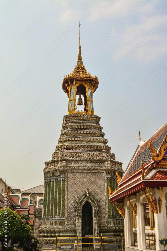 Fototapeta premium Wat Phra Kaew. Temple of the Emerald Buddha is regarded as the most sacred Buddhist temple in Bangkok Thailand