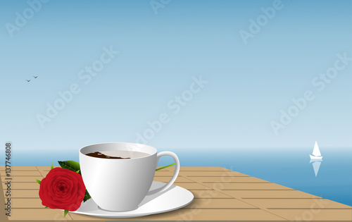 Cup on background of sea