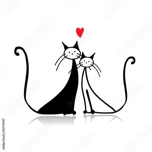 Couple of cat, sketch for your design