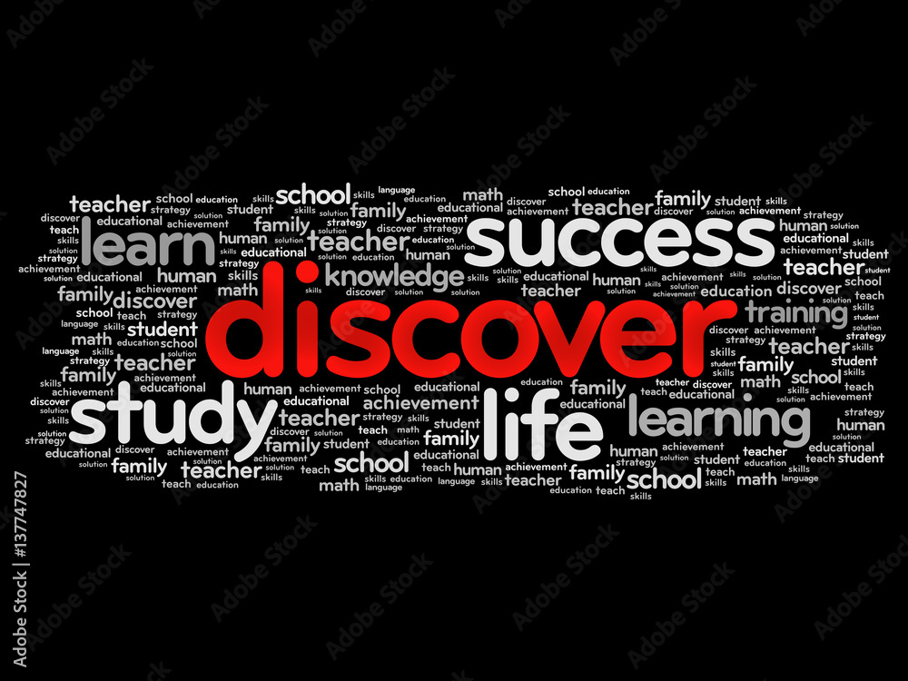 DISCOVER word cloud collage, education concept background DISCOVER word cloud collage, education concept background