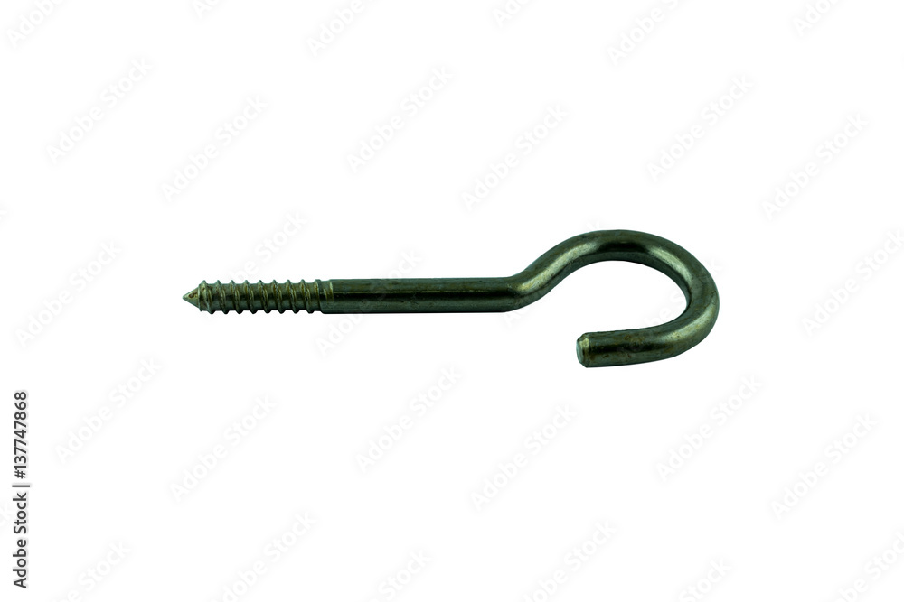 Hanging hook with screw isolated on white background. Hanging hook with screw isolated on white background.