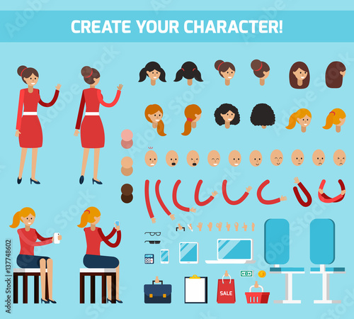 Female Character Constructor Flat Composition