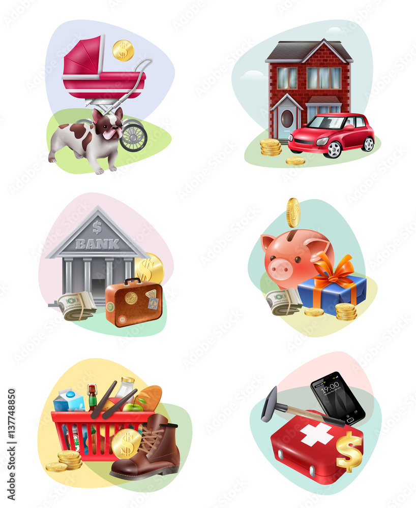 Financial Expenses Icon Set Financial Expenses Icon Set