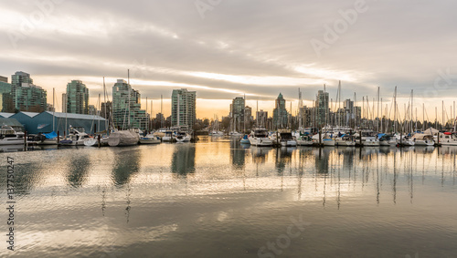 Vancouver city skyline with boats in foreground © bellass