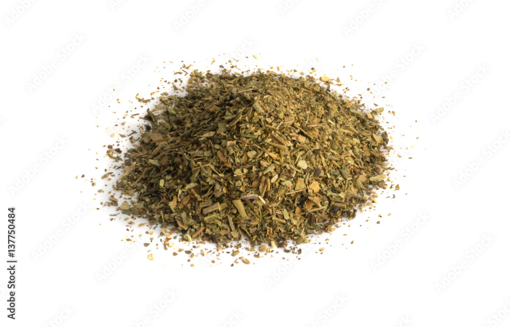 Heap of Dried Basil Flakes Isolated Heap of Dried Basil Flakes Isolated