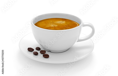 Fototapeta Naklejka Na Ścianę i Meble -  Cup of coffee with coffee beans isolated on white background
