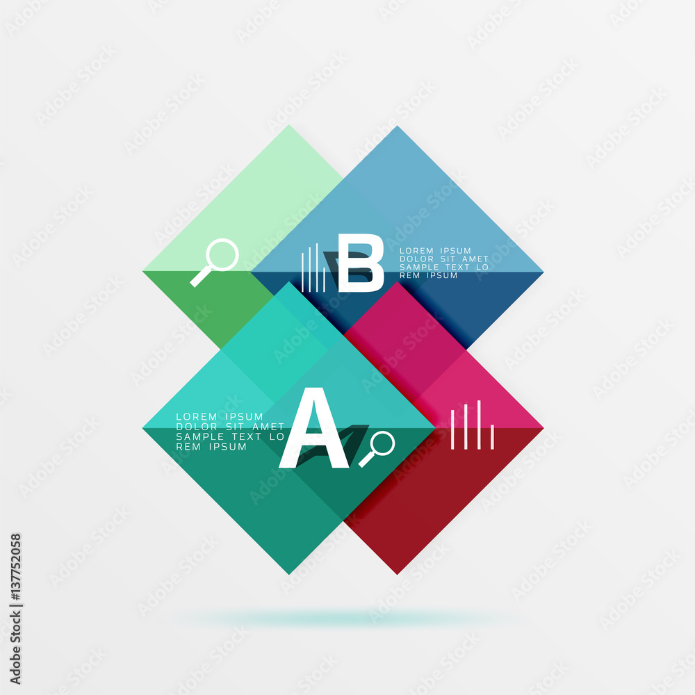 Overlapping square infographics Overlapping square infographics
