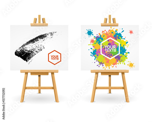 Wooden Easel or Painter Desk. Vector