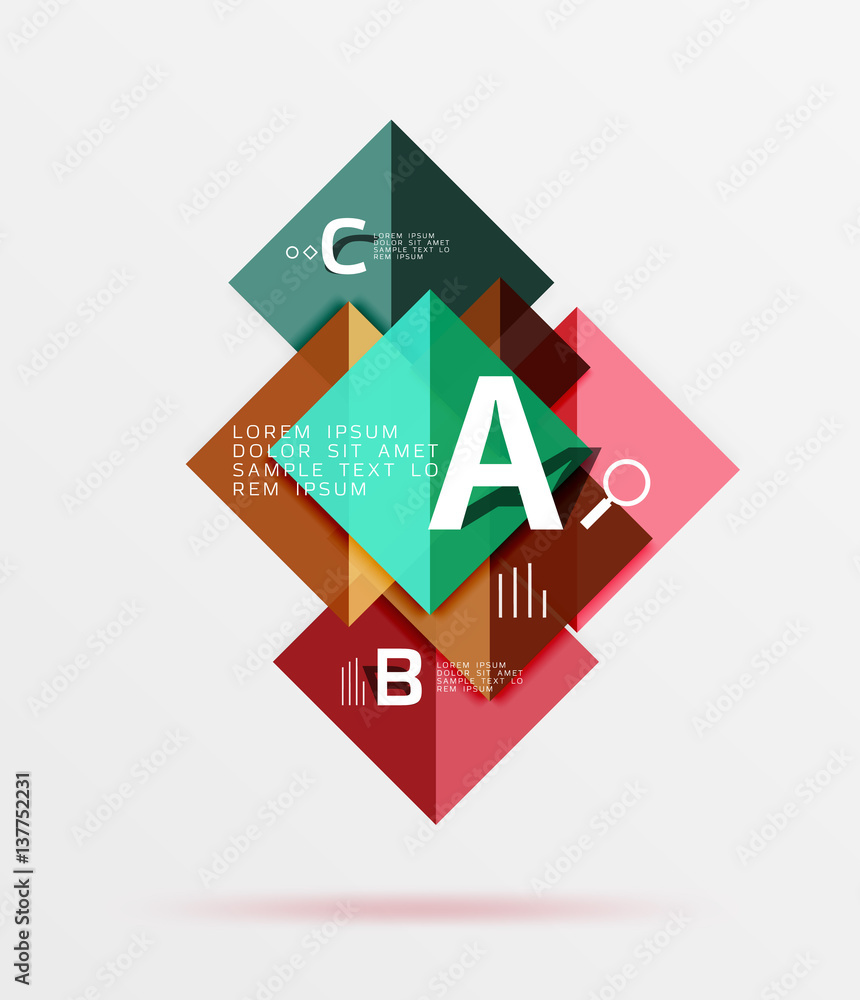 Overlapping square infographics Overlapping square infographics