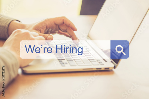 SEARCH WEBSITE INTERNET SEARCHING WE'RE HIRING CONCEPT