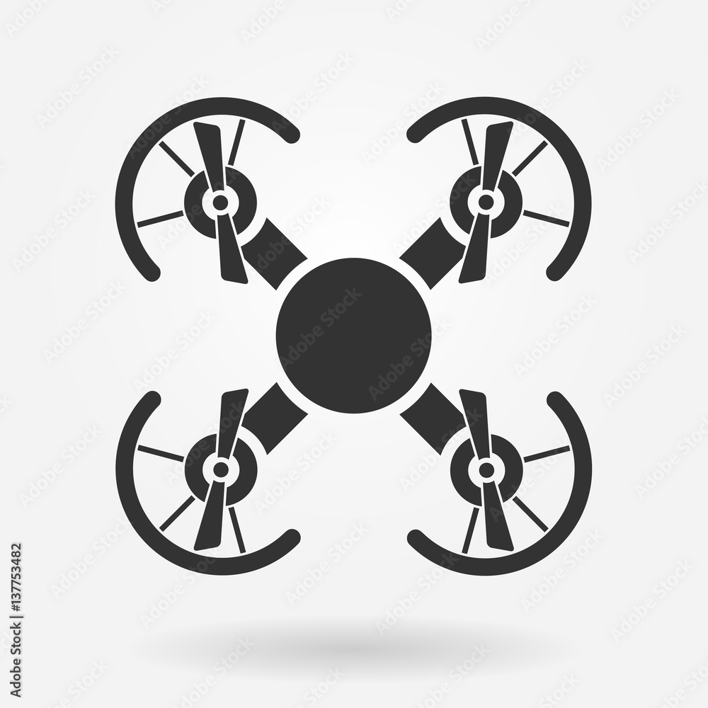Drone or quadrocopter icon. Top view Drone or quadrocopter icon. Top view
