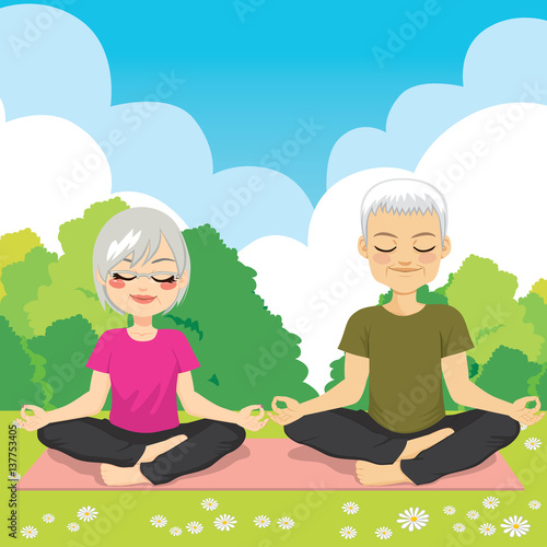 Senior man and woman at par...