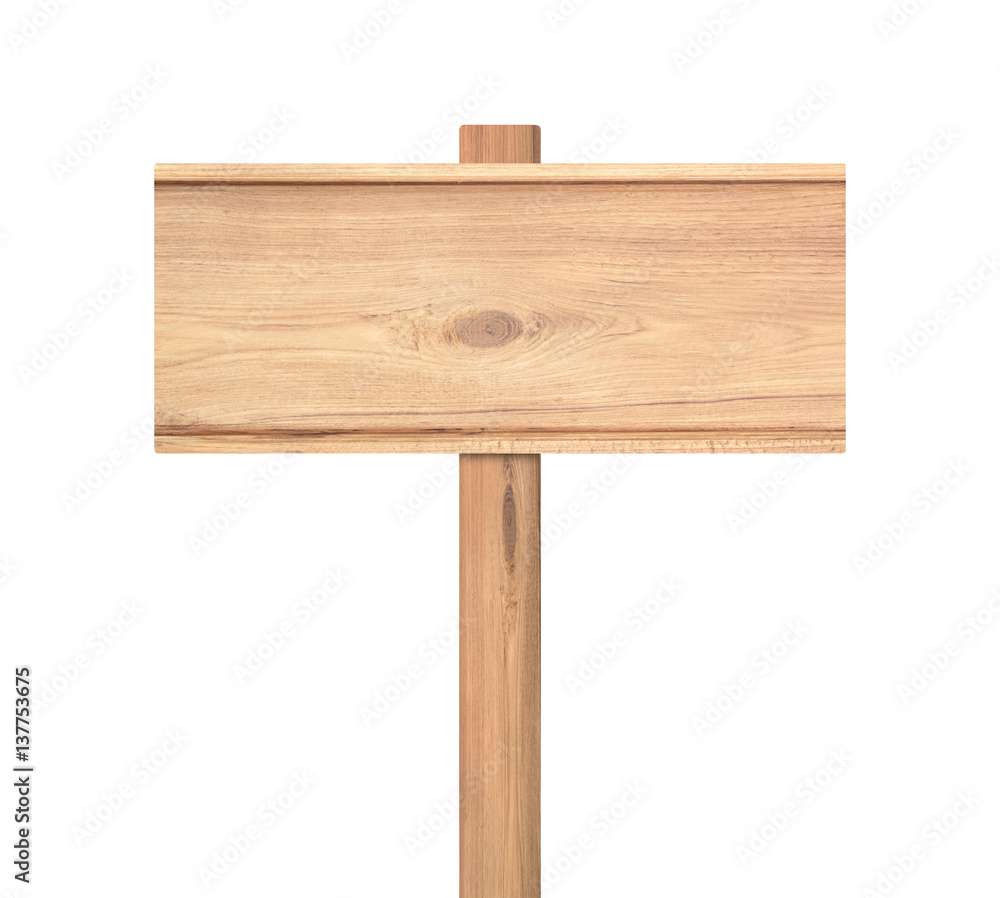 Fototapeta premium Wooden sign isolated on white.