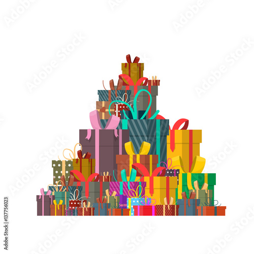 Colorfull gift boxes on white background