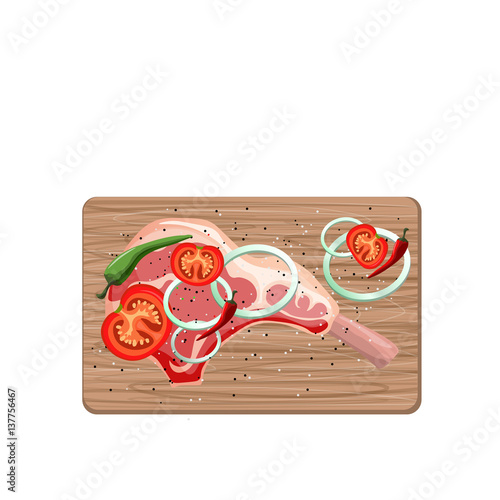 Set of meat food Isolated on white background