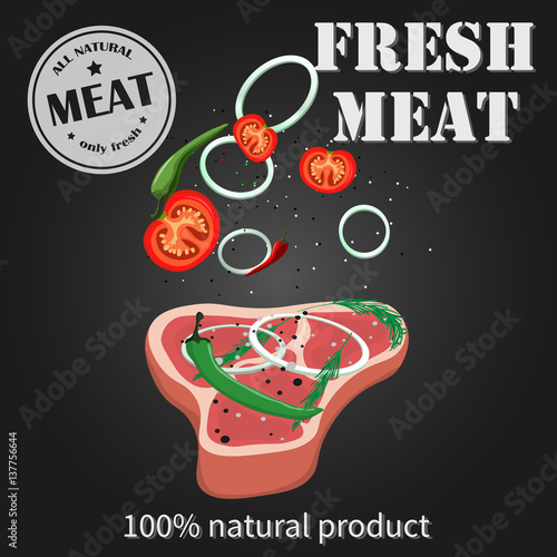 vector steak meat with pepper and rosemary