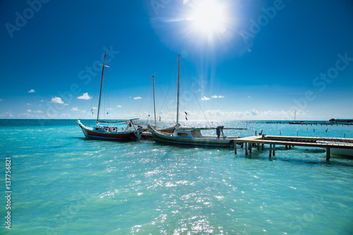 Caye Caulker dock on suny day. Belize