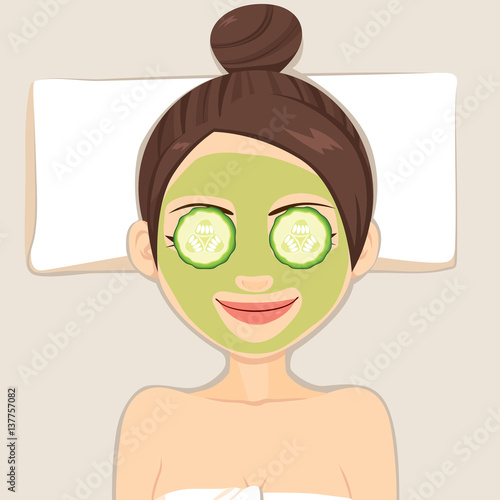 Facial cucumber mask for woman beauty face skin treatment
