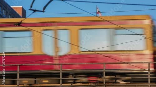 Berlin Alexanderplatz Sbahn pass by, Red City Hall in the Background