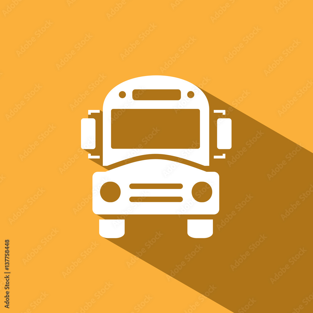 Bus school icon with shadow on yellow background Bus school icon with shadow on yellow background