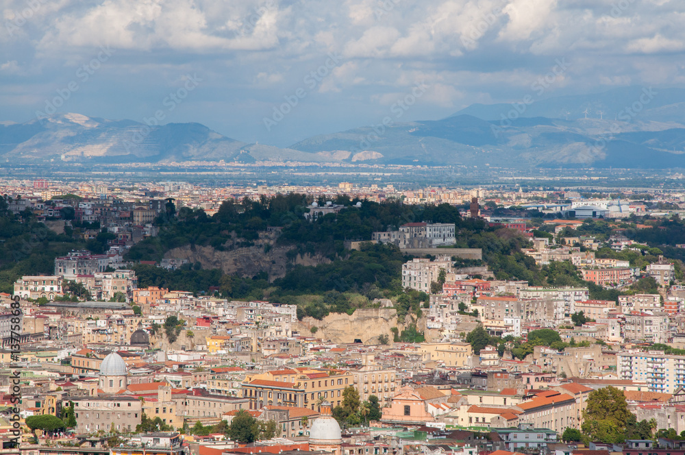 roofs of naples, south italy. aerial view