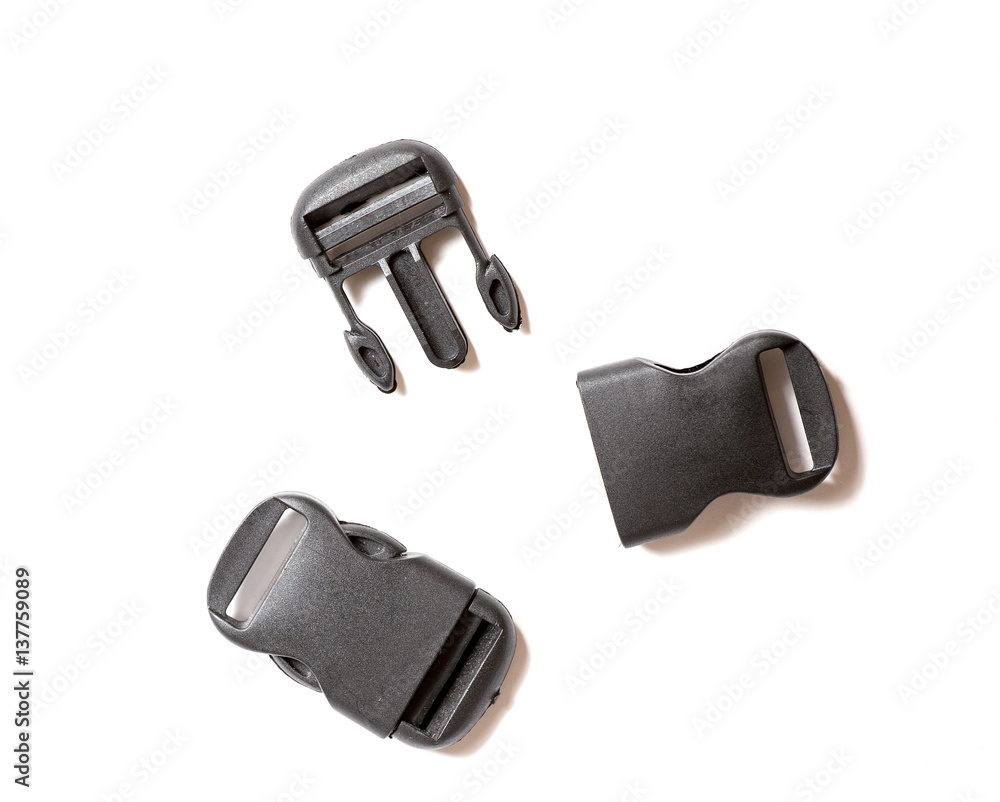 Plastic buckle or fastex buckles isolated on white background. Plastic buckle or fastex buckles isolated on white background.