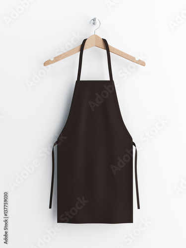 Apron, black apron, apron mockup, apron on clothes hanger 3d rendering photo