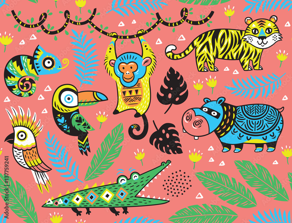 Seamless pattern with tropical animals Seamless pattern with tropical animals