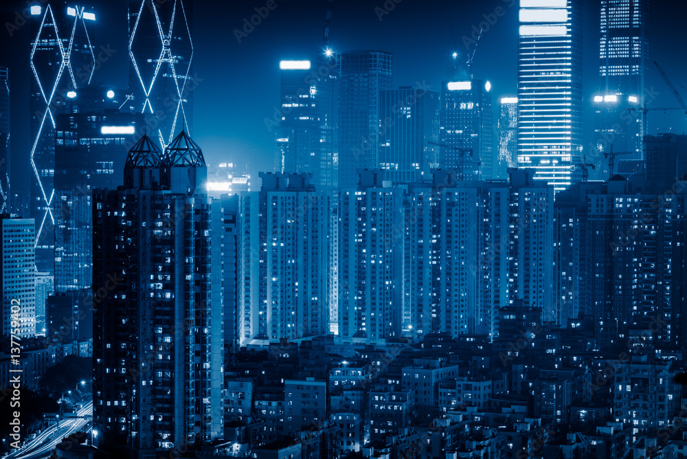 city skyline with residential district in China. city skyline with residential district in China.