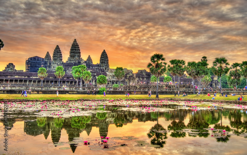 Sunrise at Angkor Wat, a UNESCO world heritage site in Cambodia photo