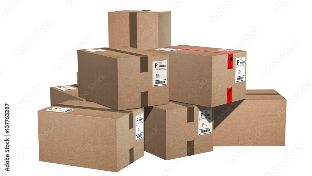 set of shipping cardboard box isolated on white set of shipping cardboard box isolated on white