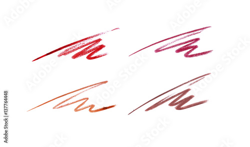 Cosmetic pencil strokes isolated on white